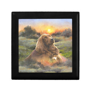 Irish setter with puppy gift box