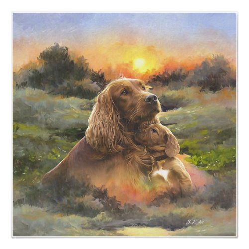 Irish setter with puppy poster