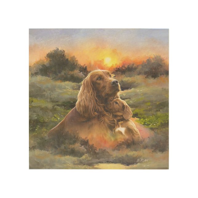 Irish setter with puppy wood wall art (Front)