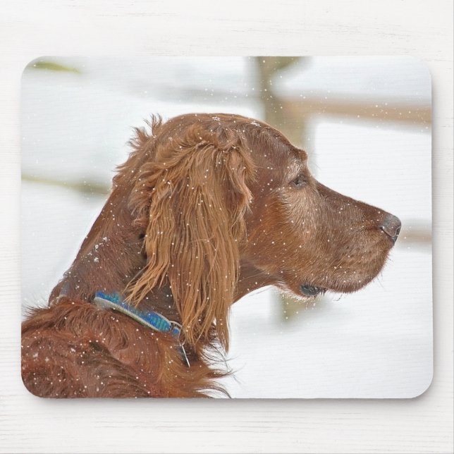 Irish Setter with snowflakes Mouse Pad (Front)