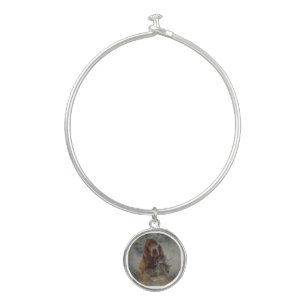 Irish setter with woodcock bangle bracelet