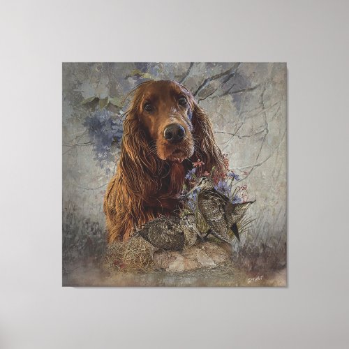 Irish setter with woodcock    canvas print