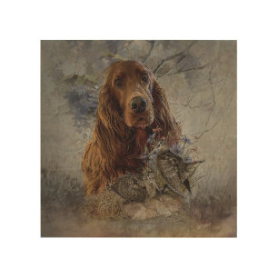 Irish setter with woodcock wood wall art
