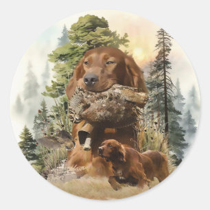 Irish Setter , Woodcock hunting, Art Classic Round Sticker
