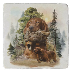Irish Setter , Woodcock hunting, Art Trivet