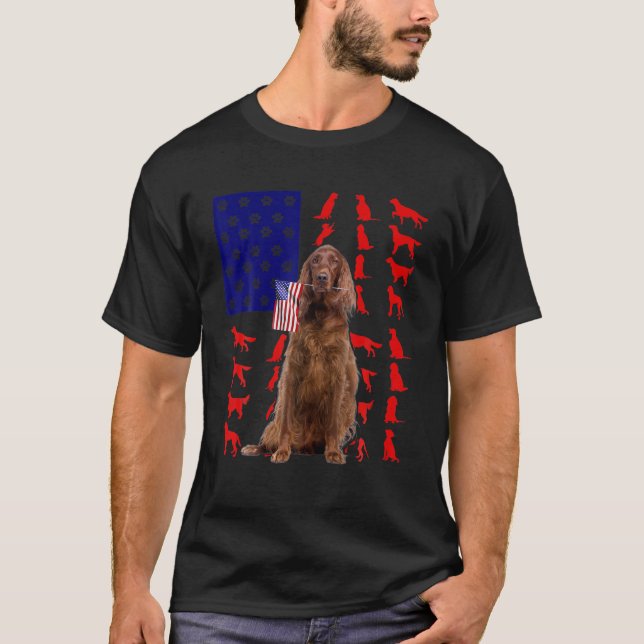Irish Setters American Flag 4Th Of July Dog USA Pa T-Shirt (Front)