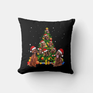 Irish Setters Christmas Tree Throw Pillow