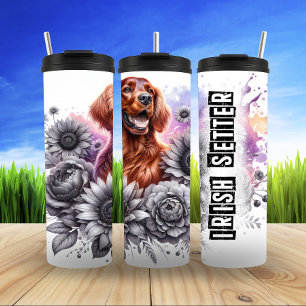 Irish Setter's Grayscale Garden Glee Thermal Tumbler