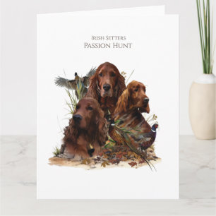 Irish Setters with Pheasants - Passion Hunt Card