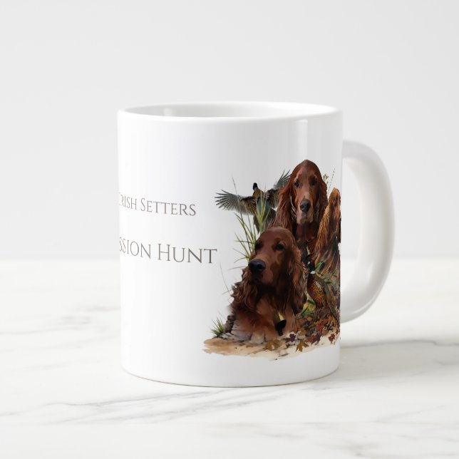 Irish Setters with Pheasants - Passion Hunt Giant Coffee Mug (Front Right)