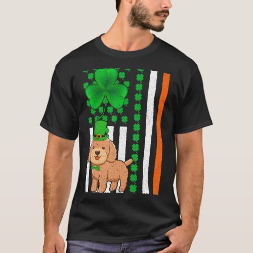 Irish Shamrock American Flag Toy Poodle Dog St Pat T_Shirt