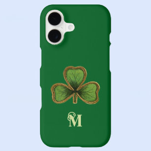 Irish Shamrock and Green St Patrick's Day Monogram iPhone 17 Case