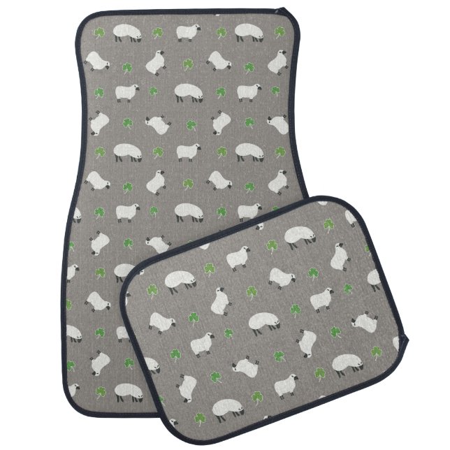 Irish Shamrock and Sheep Pattern Car Floor Mat (Set)