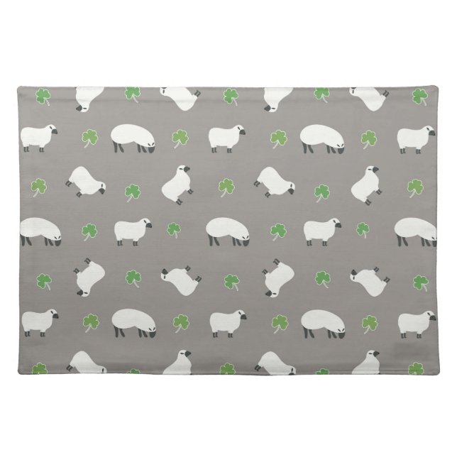 Irish Shamrock and Sheep Pattern Cloth Placemat (Front)