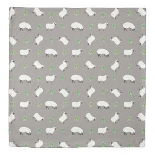 Irish Shamrock and Sheep Pattern Duvet Cover
