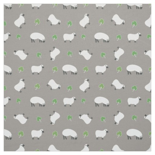 Irish Shamrock and Sheep Pattern Fabric
