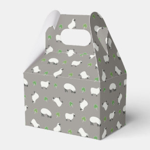 Irish Shamrock and Sheep Pattern Favor Boxes
