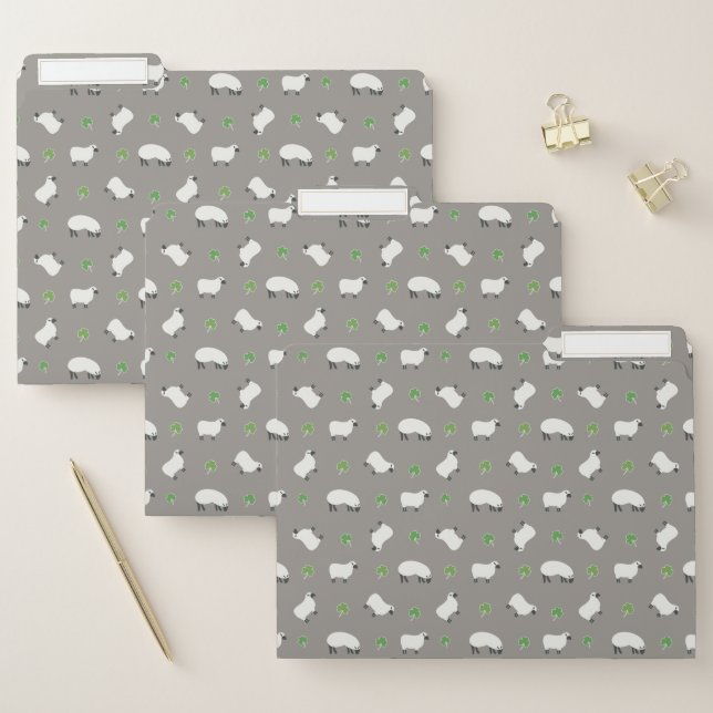 Irish Shamrock and Sheep Pattern File Folder (Set)