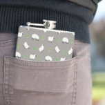 Irish Shamrock and Sheep Pattern Flask