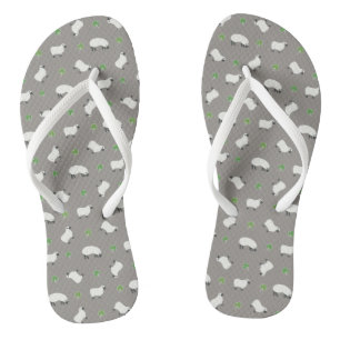 Irish Shamrock and Sheep Pattern Flip Flops