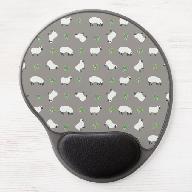 Irish Shamrock and Sheep Pattern Gel Mouse Pad (Front)