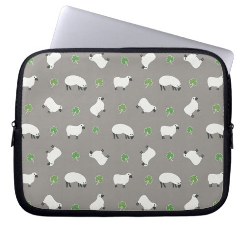 Irish Shamrock and Sheep Pattern Laptop Sleeve