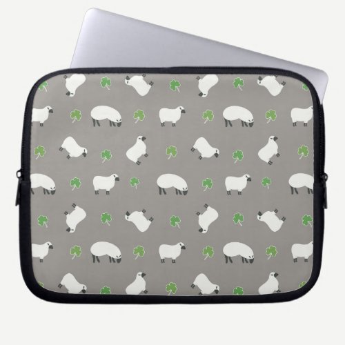 Irish Shamrock and Sheep Pattern Laptop Sleeve