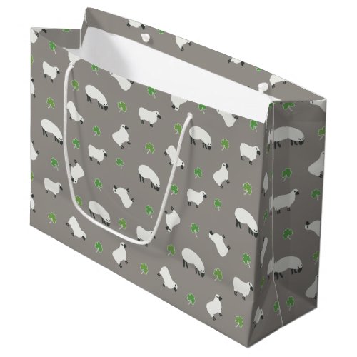 Irish Shamrock and Sheep Pattern Large Gift Bag