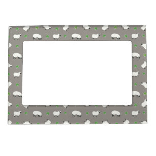 Irish Shamrock and Sheep Pattern Magnetic Frame