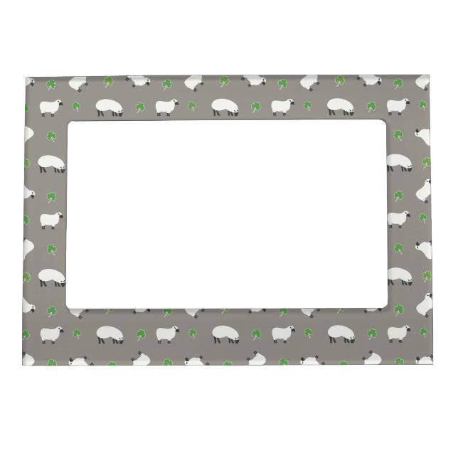 Irish Shamrock and Sheep Pattern Magnetic Frame (Front)