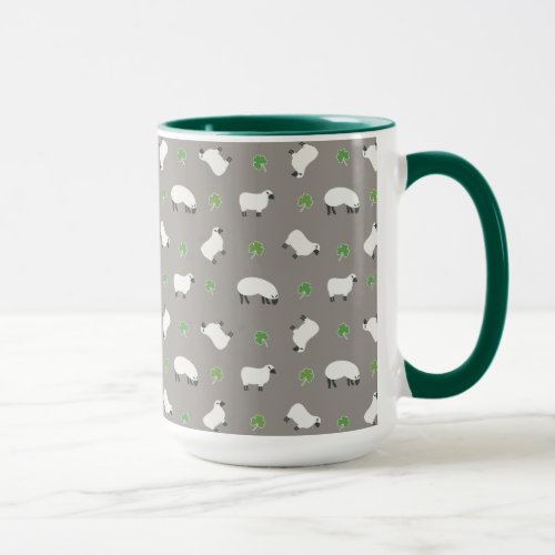 Irish Shamrock and Sheep Pattern Mug