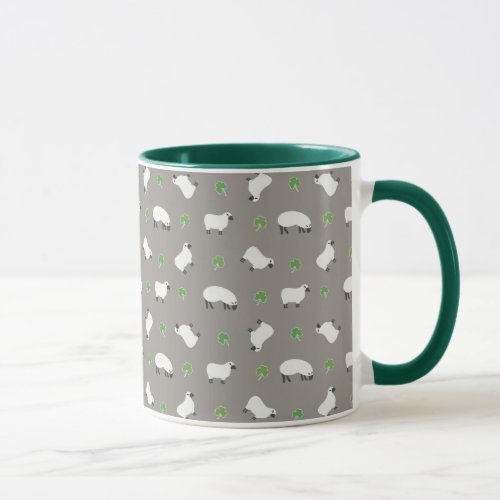 Irish Shamrock and Sheep Pattern Mug