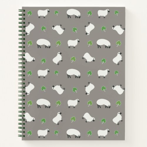 Irish Shamrock and Sheep Pattern Notebook