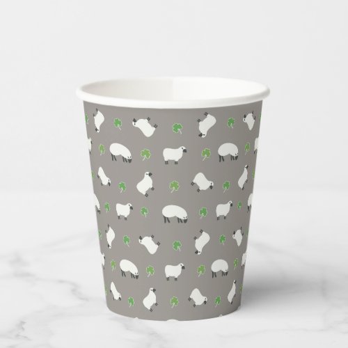 Irish Shamrock and Sheep Pattern Paper Cups