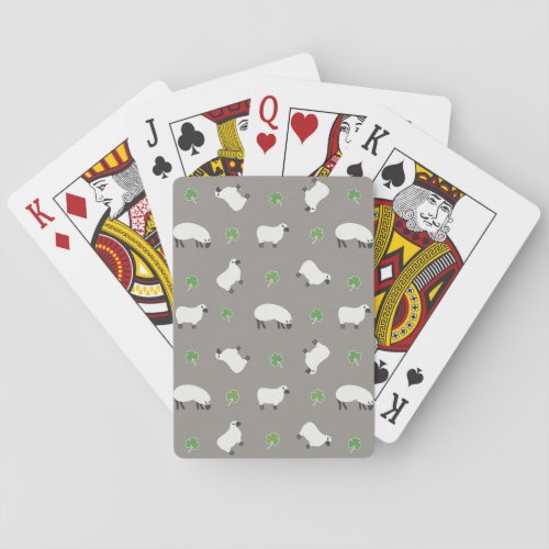 Irish Shamrock and Sheep Pattern Poker Cards