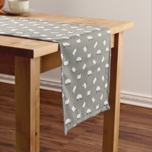 Irish Shamrock and Sheep Pattern Short Table Runner