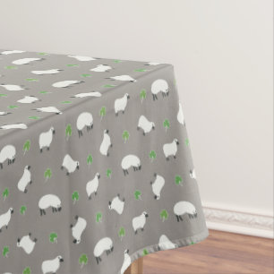 Irish Shamrock and Sheep Pattern Tablecloth