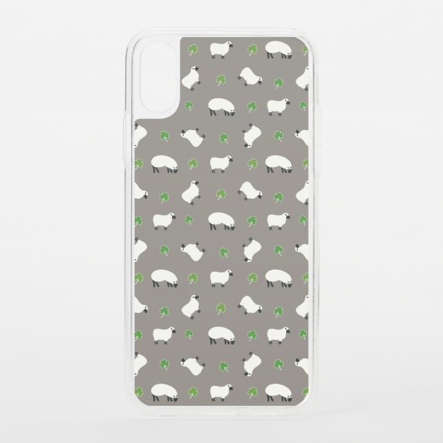 Irish Shamrock and Sheep Pattern Uncommon iPhone Case (Back)