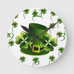 Irish Shamrock Art Round Clock