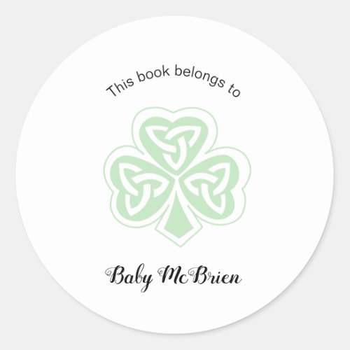 Irish Shamrock babys first library bookplate