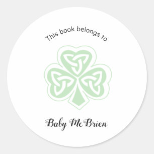 Irish Shamrock baby's first library bookplate