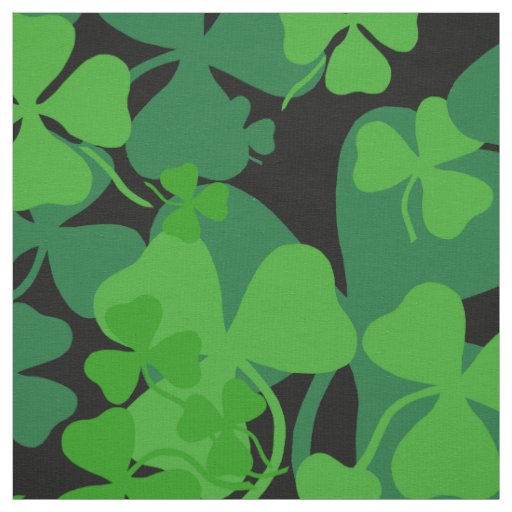Irish shamrock, black, clover fabric print 10c