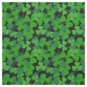 Irish shamrock, black, green clover fabric print
