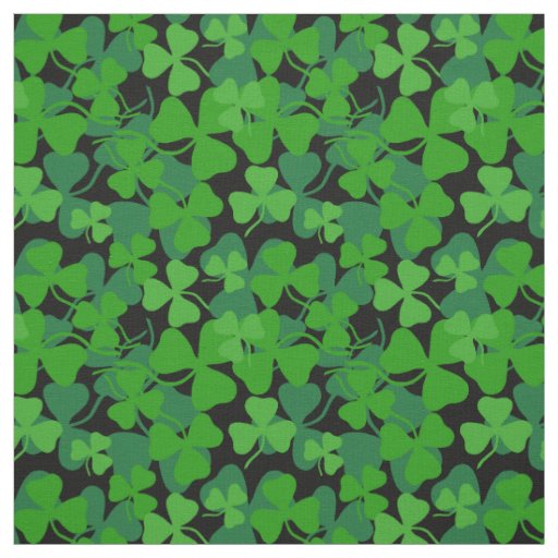 Irish shamrock, black, green clover fabric print