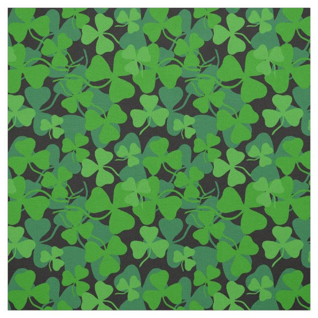 Irish shamrock, black, green clover fabric print (Swatch)