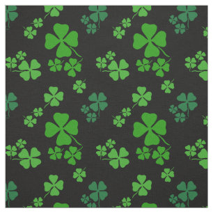 Irish shamrock, black, green clover fabric print