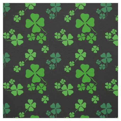Irish shamrock, black, green clover fabric print