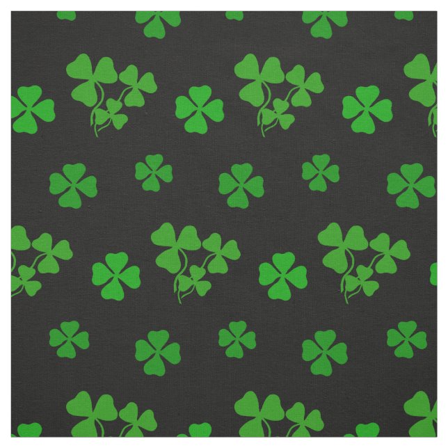 Irish shamrock, black, green clover fabric print 5 (Swatch)