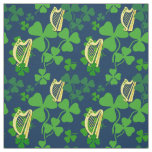 Irish shamrock, black, Irish harp fabric, blue 2s Fabric