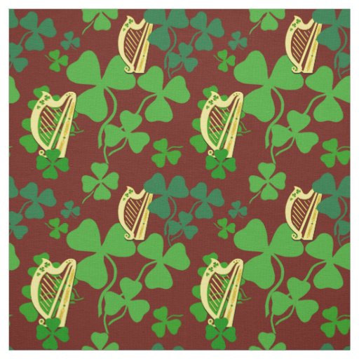 Irish shamrock, black, Irish harp fabric, red 2s Fabric